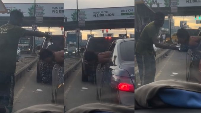 Heartwarming Moment Nigerian Man Assists Vom!ting Lady In Traffic Melt Hearts (VIDEO)