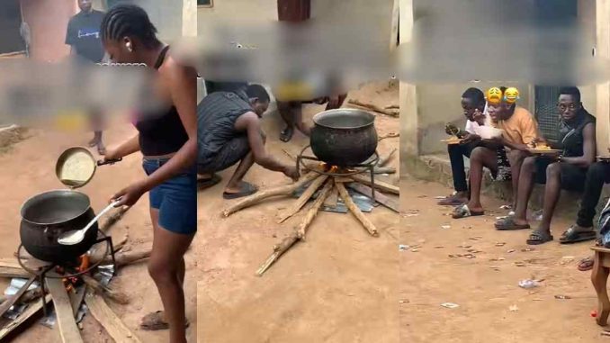 "she becomes everyone’s favorite" – Lady Win Hearts As She Satisfies Hostel Mates' Cravings With Jollof Rice (VIDEO)