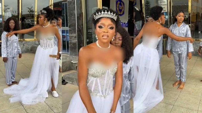 "Her wedding, her choice" – Nigerian bride strives for perfection as she creates her wedding content (WATCH)