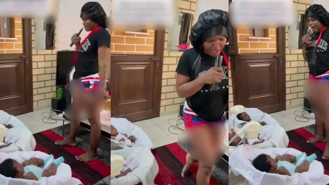 Heartwarming moment Nigerian mum leads triplet daughters in prayer session (WATCH)