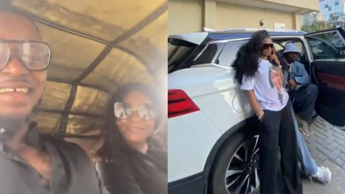 "God did it" – BBNaija Season 9 couple, Kassia and Kellyrae celebrates upgrade from keke napep to car owner with throw (WATCH)back video (WATCH)