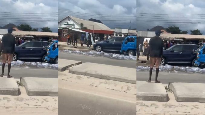 "How much water you wan sell" – Pure water company suffɘrs loss after truck driver hits expensive car (VIDEO)