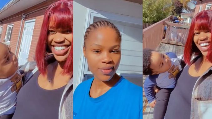 "If he could talk, he would have scrǝamed" – Nigerian mum shares hilarious reaction of toddler son to her new wig after rocking cornrows (VIDEO)