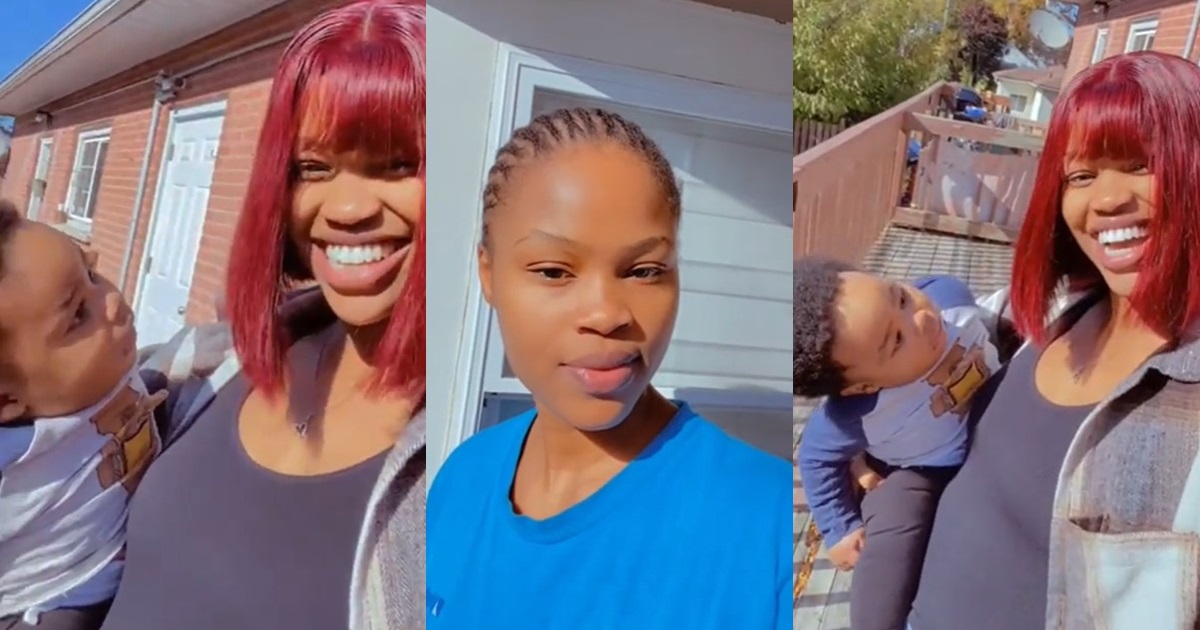 "If he could talk, he would have scrǝamed" – Nigerian mum shares hilarious reaction of toddler son to her new wig after rocking cornrows (VIDEO)