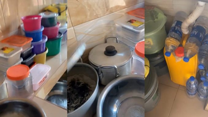 "Na only spoon wey this girl no fill up" – Female resident utilizes every container for water storage amidst 1-week black0ut (WATCH)