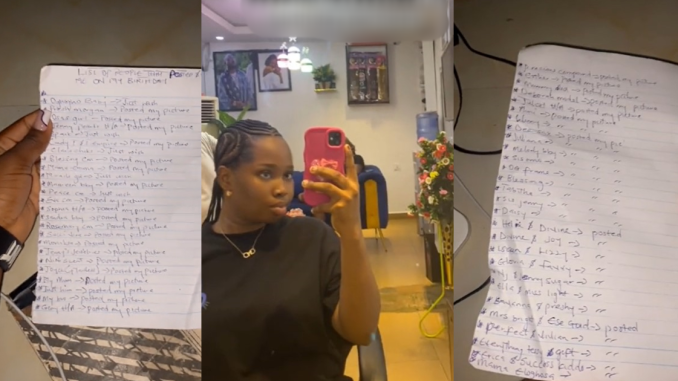 "You post me, I post you clear" – Lady compiles a list of individuals who acknowledged her birthday and posted her picture (VIDEO)