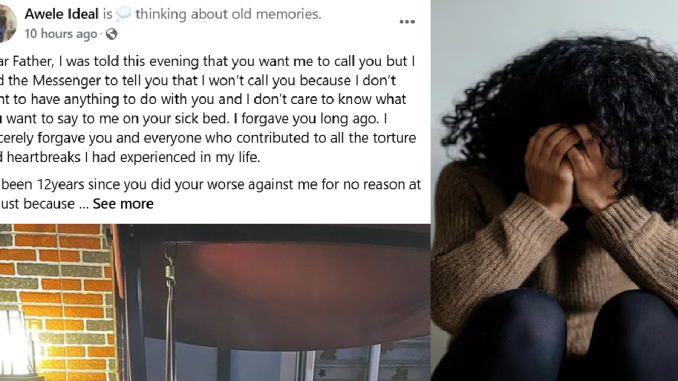 Nigerian Lady Shares Her Heart-Wrǝnching Story Online After Choosing Not To Reunite With Her Estrangǝd Father Who L!es S!ck and Bed!dden.