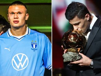 Erling Haaland skips Ballon d'Or ceremony to watch Europa League minnows as team-mate Rodri wins famous trophy