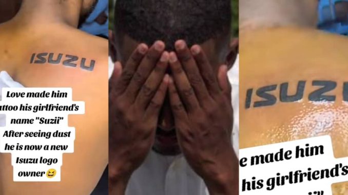 Man changes permanent tattoo of his ex-girlfriend’s name, “Suzii,” to “Izuzu” following messy breakup