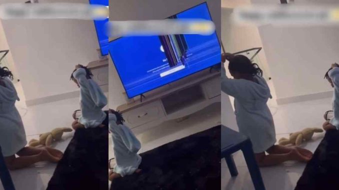 "Happy midterm break" – Parents Sh0cked As Children's Play Shattered TV Screen (VIDEO)