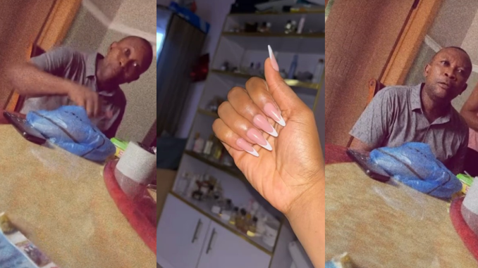 "No man will marry a woman with long nails" – Nigerian father r@ges as daughter gets long acrylic nails (WATCH)