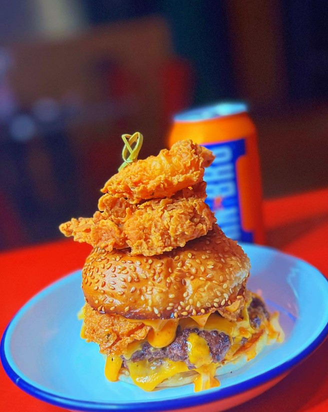 The eatery is famed for its stacked burgers, nuggets, wings and streetfood