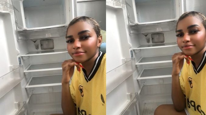 "she want bill am to stock the fridge" – Lady Gets Bl0cked After Sending Picture of Herself Posing With A Empty Fridge To Talking Stage Partner (WATCH)