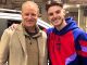 Fans joke 'thought it was Bobby Davro' as Declan Rice poses for picture with Arsenal legend