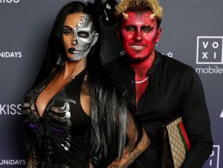 Katie Price stuns in plunging bodysuit as she and JJ Slater step out for Halloween party after split rumours