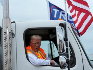 Donald Trump mocks Joe Biden’s ‘garbage’ comment gaffe as he rides in rubbish truck to Wisconsin rally