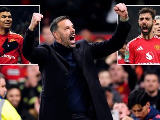 Man Utd 5 Leicester 2: Ruud van Nistelrooy gets off to a flier as Casemiro and Fernandes score two each in Cup mauling