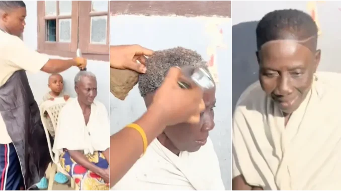 Young barber gives grandmother a youthful transformation