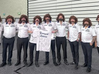 Darts stars all dress up as cult hero 'Bronzed Adonis' before his final Players Championship… how many can you name?