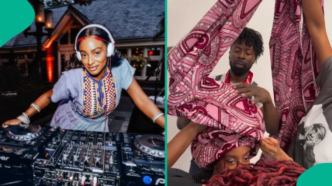 3 People Struggle to Help DJ Cuppy Tie Wrapper As Headgear, Funny Video Trends: “It Takes a Village”