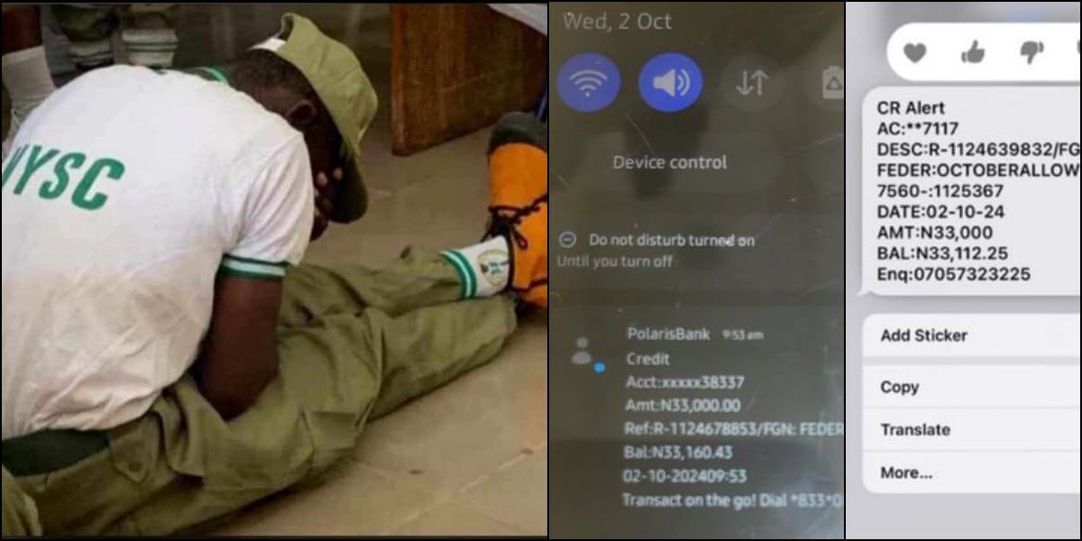 Corpers groan as NYSC reportedly pays N33K allawee, despite reported increase to N77K