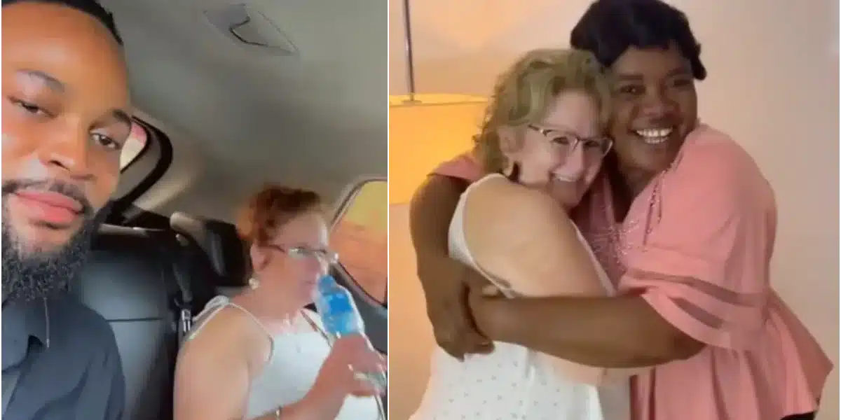 Emotional moment mother meets her son's caucasian wife