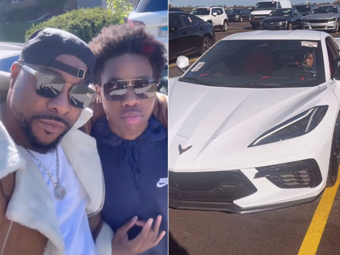 Fan react as Bolanle Ninalowo gifts son new Corvette for 18th birthday