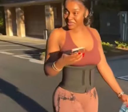 Fans Gaze In Awe As Davido’s wife, Chioma, Is Spotted Walking In Their U.S. Neighbourhood (WATCH)