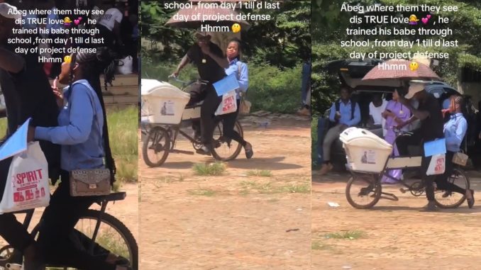 "Good girl dey pay" – Mobile ice-cream seller joyous as his girlfriend signs out of school (VIDEO)