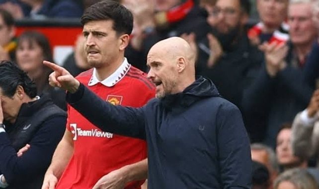 Harry Maguire and Erik ten Hag