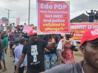 Hundreds of Edo PDP members protest 2024 governorship election result