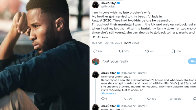 "I fell in love with my late brother's wife six months after his dem!se. She's currently pregnant for me, I don't know what to do" – Man seeks advice