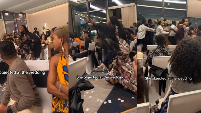 "I think say na only for Nollywood this thing dey happen" – Netizens react to moment guest "objects" to union at a wedding (VIDEO)