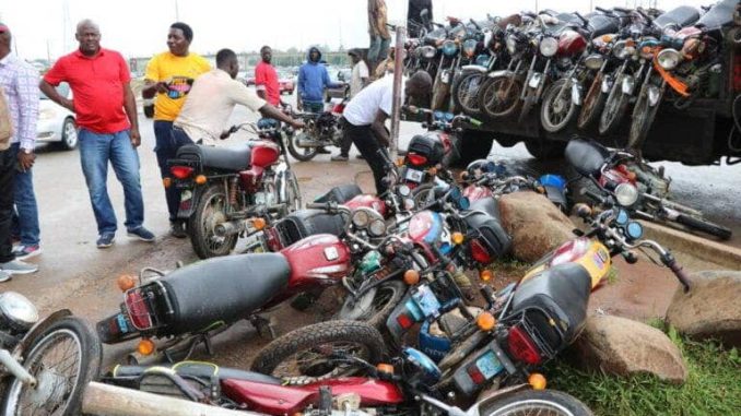 Lagos Task Force Impounds 82 'Okadas' As Riders, Passengers Risk Prosecution