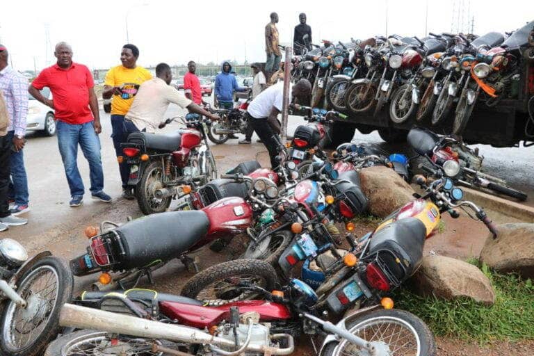 Lagos Task Force Impounds 82 'Okadas' As Riders, Passengers Risk Prosecution