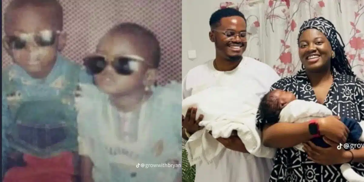 Man goes viral with childhood photo of sister, now both proud parents