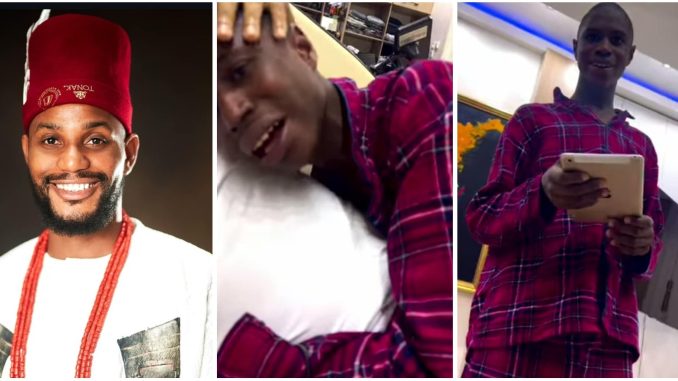 Moment Alex Ekubo surprises younger brother with an iPad