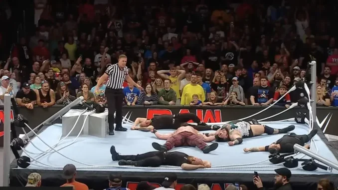 Moment WWE ring collapsed during crucial live match [VIDEO]