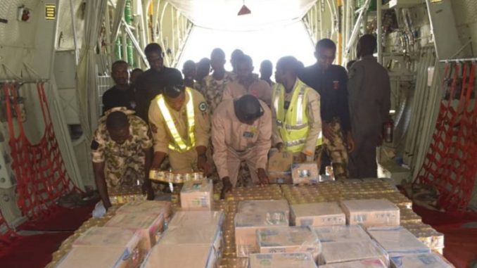 NAF Completes Airlift Of First Lady's Relief Supplies To Borno Flood Victims