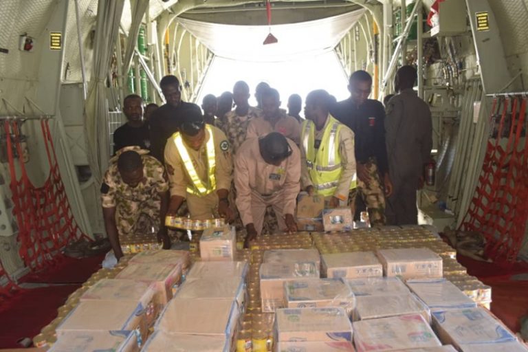 NAF Completes Airlift Of First Lady's Relief Supplies To Borno Flood Victims