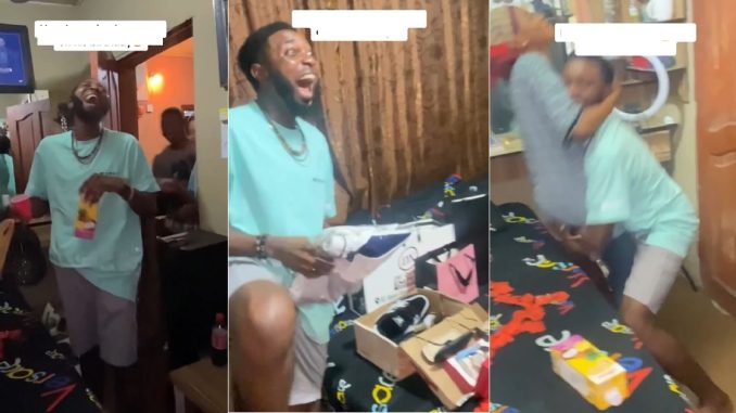 "Na man wey calm down go enjoy" – Man's appreciation as his woman surprises him on his birthday trends (WATCH)