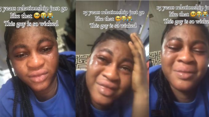 Netizens are in disbelief as a lady moúrns her broken long-term relationship (VIDEO)