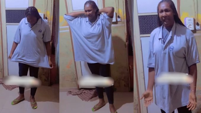 "On Fridays, you'll be wearing Ankara" – Mother buys fresher-daughter oversized clothes to discourage boys from looking at her in school (VIDEO)