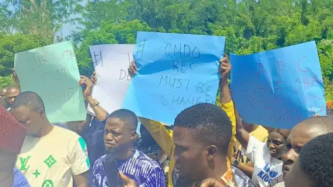 Ondo Youths Protest, Demand Redeployment Of INEC REC, Babalola Ahead Of Guber Election