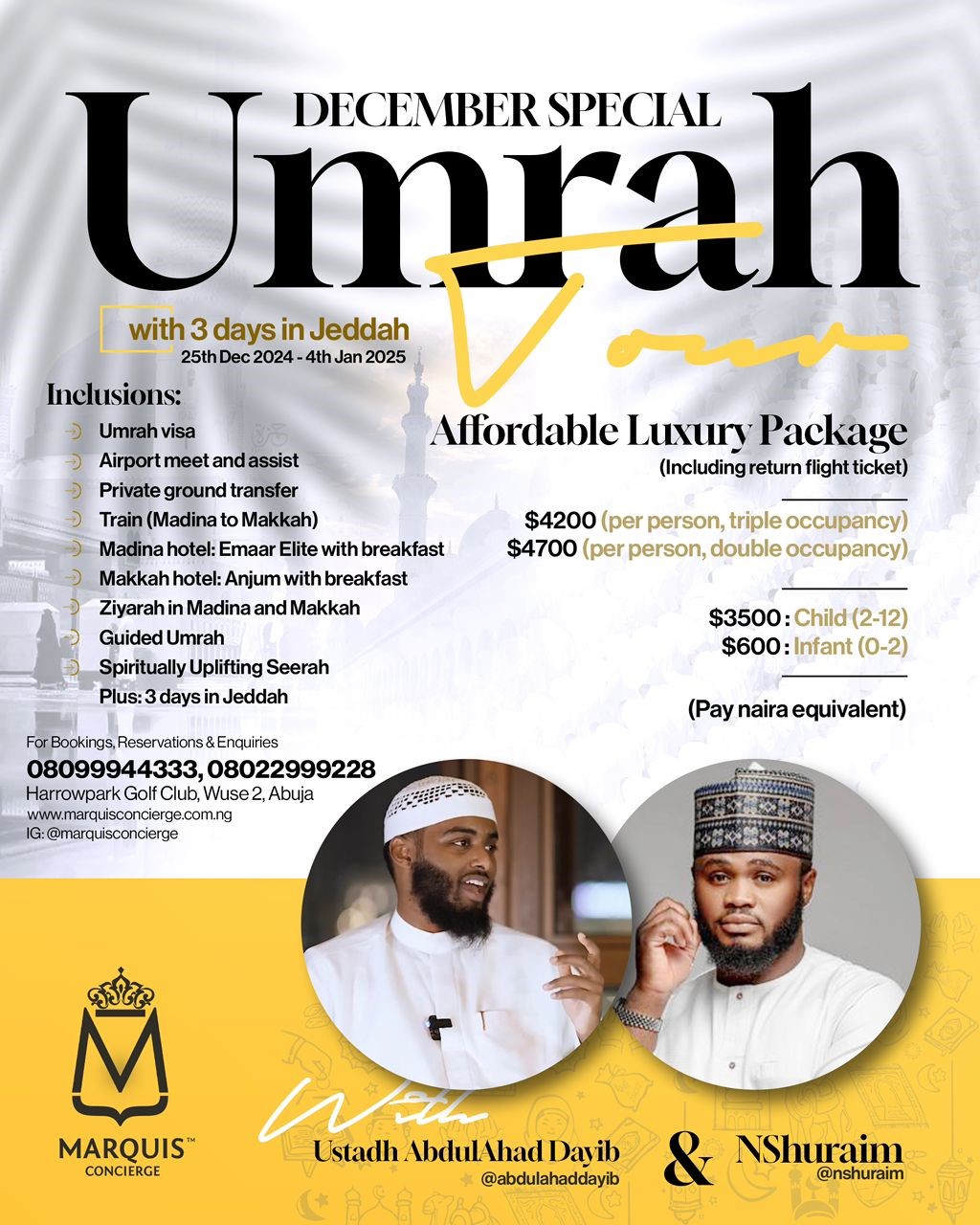 Set Out On A Spiritually Rejuvenating Journey With The Marquis Concierge's December Luxury Umrah Package