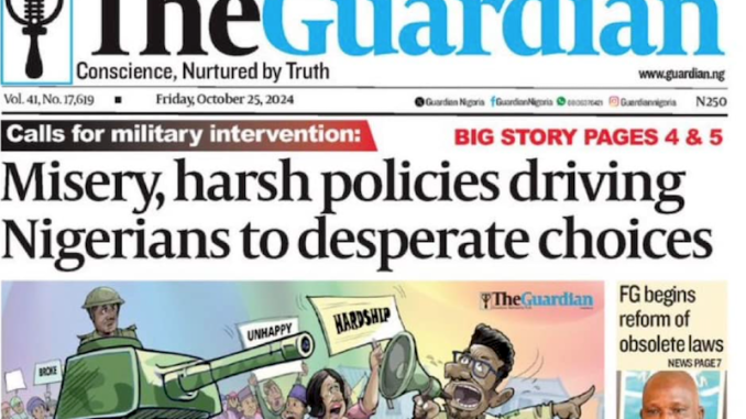 The Guardian’s front page story unsettles presidency