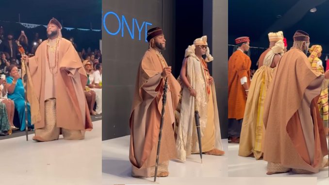 "The only King of Africa!" – Fans hail as Davido debuts as a runway model (VIDEO)