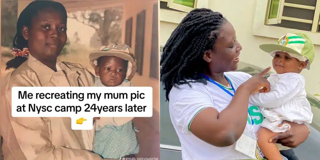 Youth corps member recreates mother’s NYSC photo 24 years later with own daughter