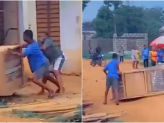 Drama as man retrieves 'kiosk' from girlfriend after sour relationship