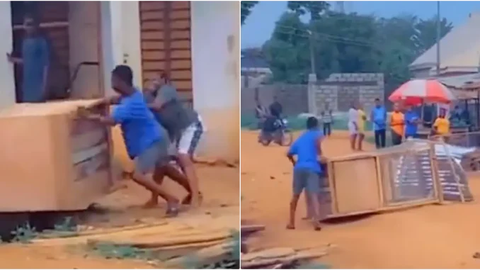 Drama as man retrieves 'kiosk' from girlfriend after sour relationship